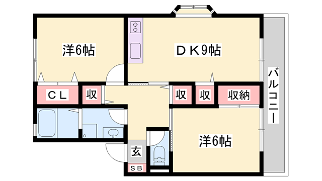 メゾンプリニエ(2DK/1階)の間取り写真