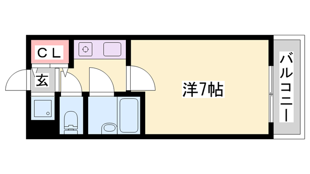 ダイアパレス姫路大手前通西(1K/4階)の間取り写真