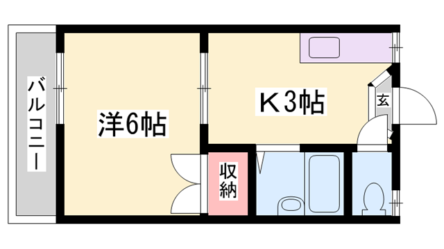 パークシティ・タキノ(1K/1階)の間取り写真