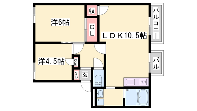 フレグランス北山(2LDK/2階)の間取り写真