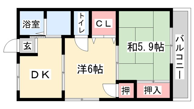 メトレス福田Ⅲ(1DK/3階)の間取り写真