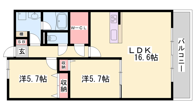 ブラン ジュール(2LDK/3階)の間取り写真
