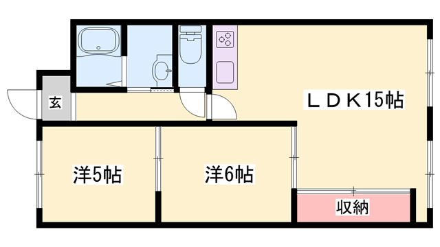 槇得ハイツ Ⅱ(2LDK/2階)の間取り写真