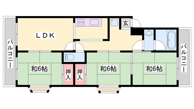 サンハイツ多井田(3LDK/2階)の間取り写真