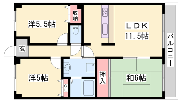 パインヒルコーナン(3LDK/3階)の間取り写真