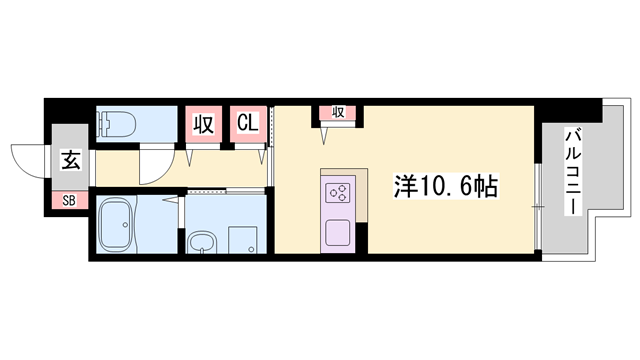 クレール姫路Ⅱ(ワンルーム/1階)の間取り写真