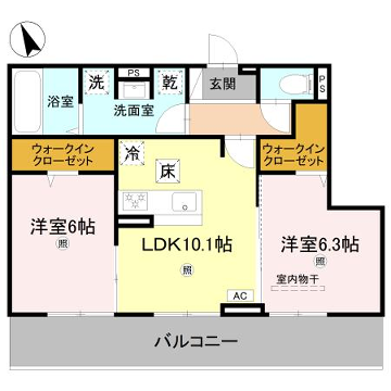 D S北条1丁目(2LDK/3階)の間取り写真