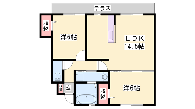 プリオM(2LDK/1階)の間取り写真