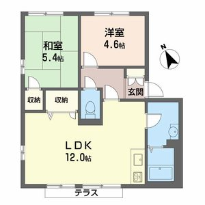 フレグランス宮西Ⅱ(2LDK/2階)の間取り写真