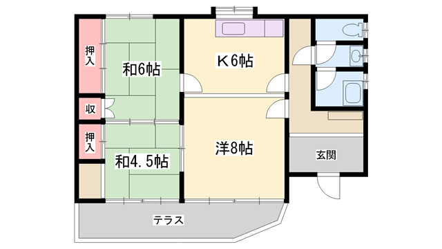 山陽電気鉄道網干線 平松駅 徒歩5分 1階建 築58年(3K)の間取り写真
