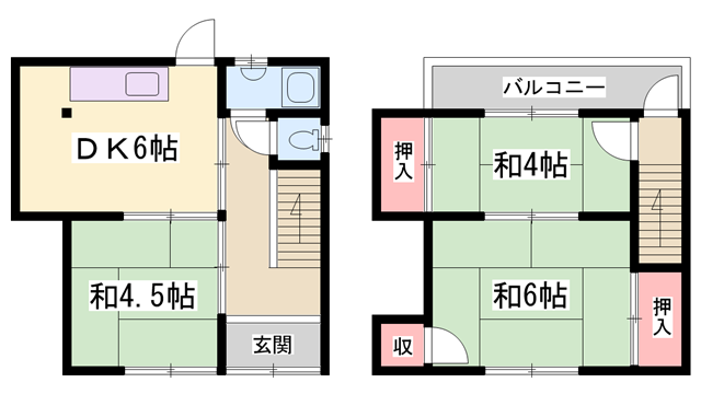 小谷アパート東棟 北から3(3DK/1階)の間取り写真