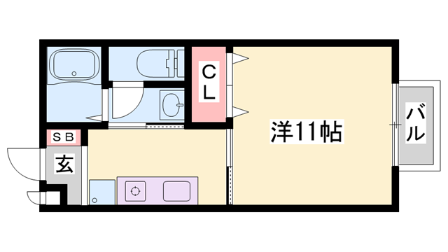 コートヴィラ(ワンルーム/2階)の間取り写真
