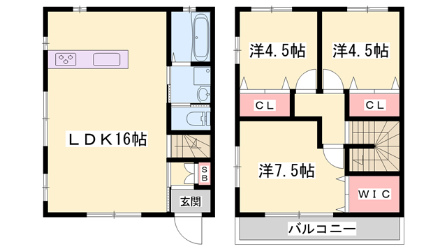 山陽本線 姫路駅 徒歩24分 2階建 築7年(3LDK)の間取り写真