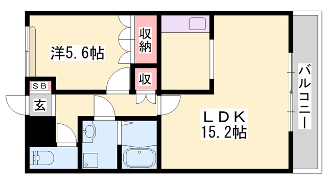 エルシオンⅠ(2LDK/1階)の間取り写真