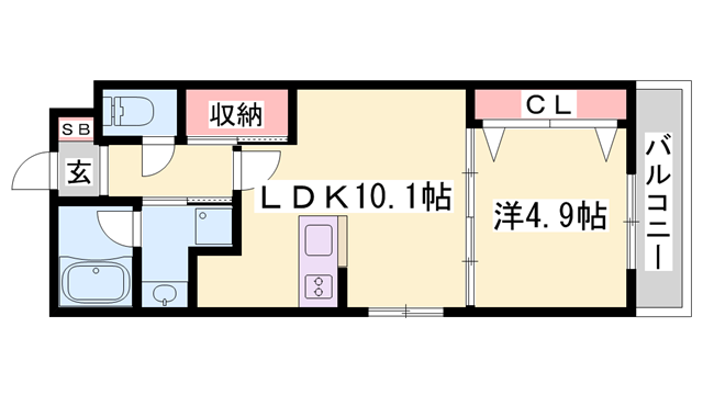 リフィールド東姫路駅前(1LDK/3階)の間取り写真