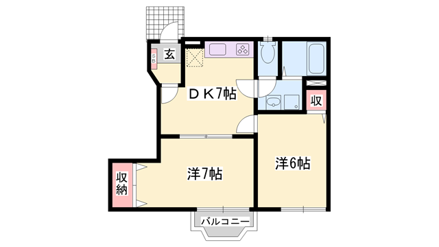 リバーサイドパレス松陽(2DK/1階)の間取り写真