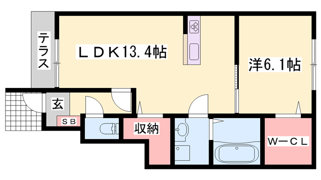 サンシャイン(1LDK/1階)の間取り写真