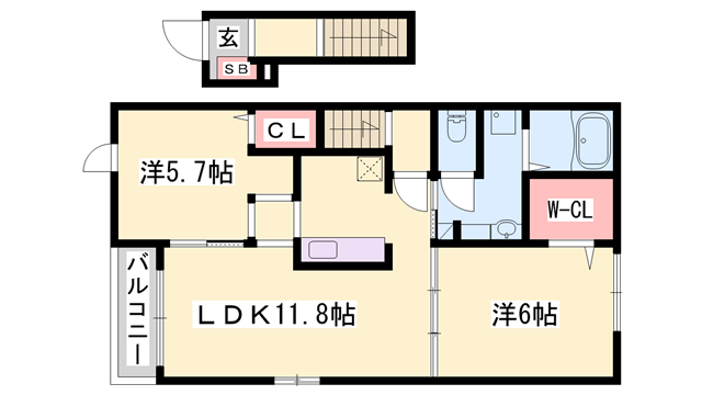 アトランティスS(2LDK/2階)の間取り写真