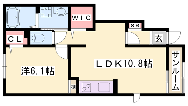SUNLIT(1LDK/1階)の間取り写真