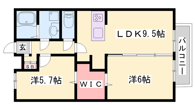 サンガーデン(2LDK/1階)の間取り写真