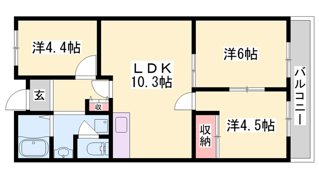 グランレナジア姫路(3LDK/4階)の間取り写真