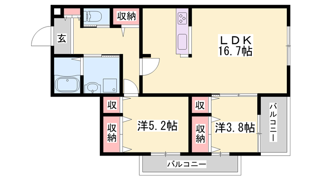 メゾン コンフォール(2LDK/1階)の間取り写真