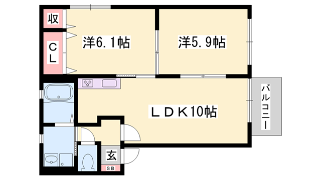 シャーメゾン桜(2LDK/2階)の間取り写真