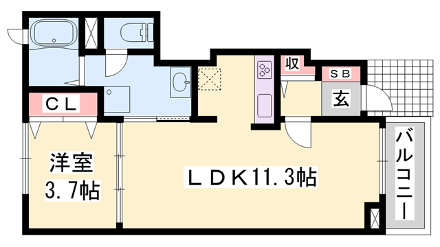 ラフレシールR(1LDK/1階)の間取り写真