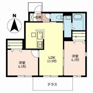 シャーメゾン大道1(2LDK/1階)の間取り写真