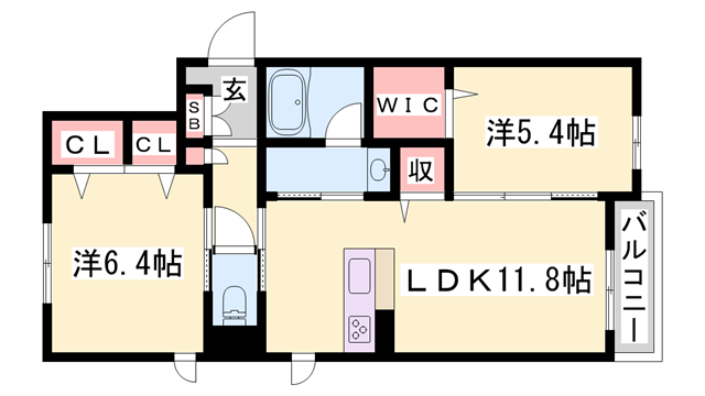 ドゥエラ(2LDK/3階)の間取り写真