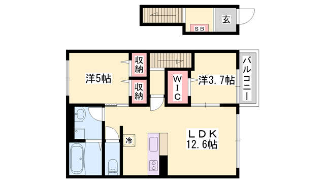ハイムメゾン白鳥台(2LDK/2階)の間取り写真