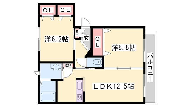 セントリビエ(2LDK/2階)の間取り写真