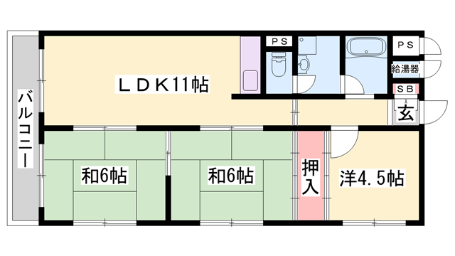 エバーグリーン車崎(3LDK/7階)の間取り写真