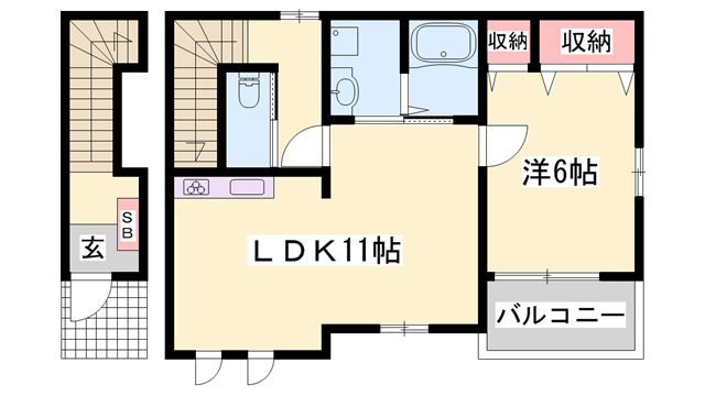 エテルナメンテT&E(1LDK/2階)の間取り写真
