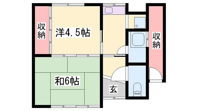 姫新線 播磨高岡駅 徒歩22分 1階建 築62年(2DK)の間取り写真