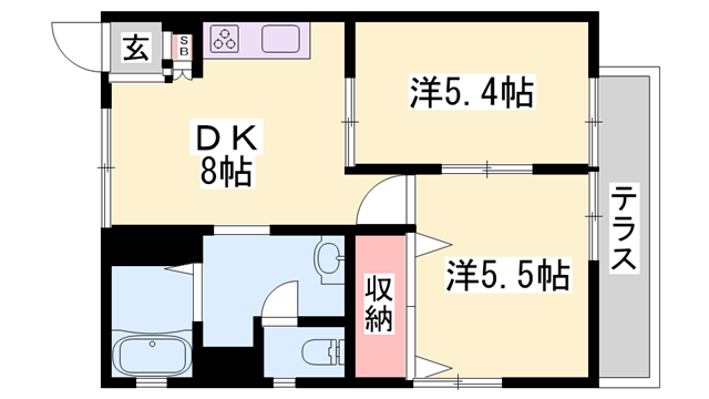サンハイム太寺(2DK/1階)の間取り写真