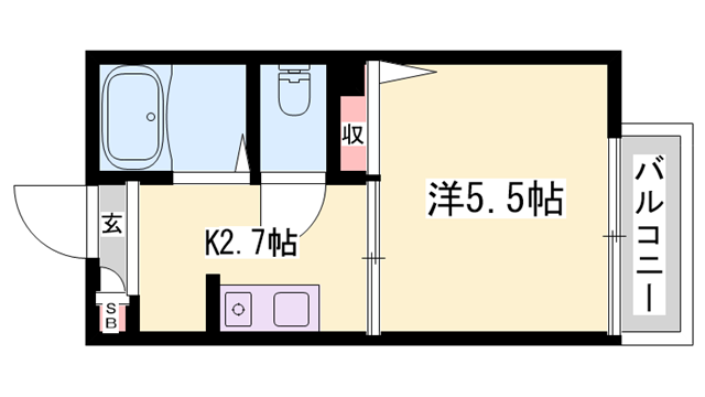 フレンドリー西明石(1K/2階)の間取り写真