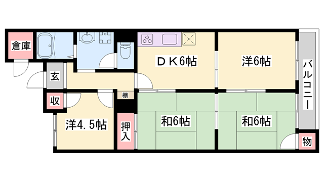 北河原ハイツ(4DK/3階)の間取り写真