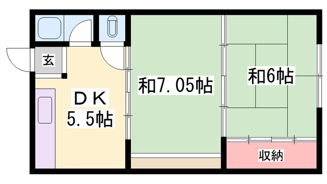 つるやビル2号館(2DK/2階)の間取り写真