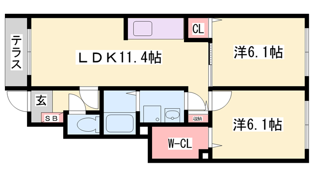 コンフォールビアン(2LDK/1階)の間取り写真