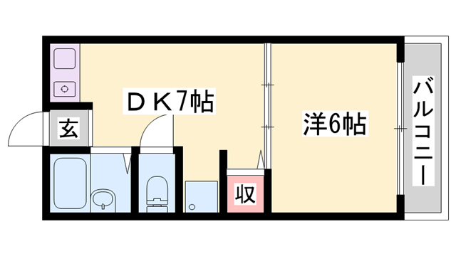 インタービレッジ三条(1DK/5階)の間取り写真