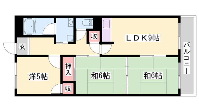 ロイヤルコーポ伊保(3DK/2階)の間取り写真