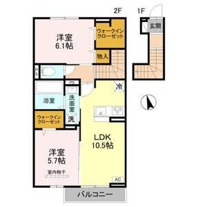 D-ROOM江井島(2LDK/2階)の間取り写真