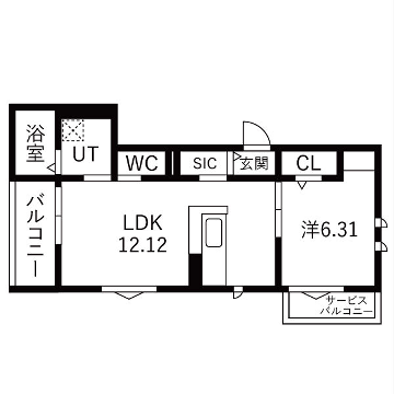  西新町PJ(1LDK/2階)の間取り写真