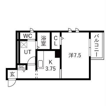  西新町PJ(1K/2階)の間取り写真