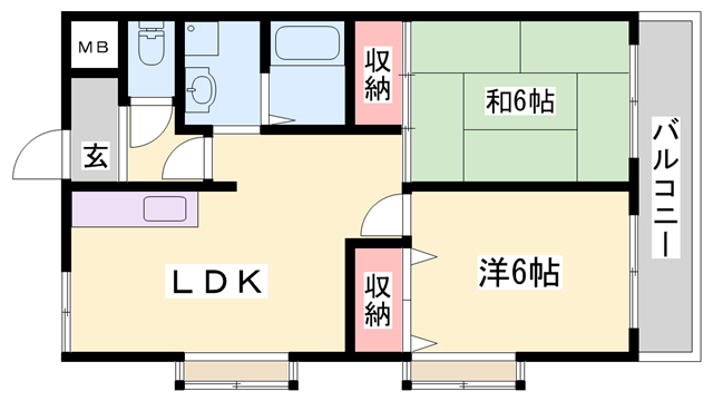 グランパーク加古川(2LDK/1階)の間取り写真