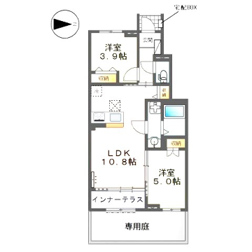 ヴィラ ステートリー(2LDK/1階)の間取り写真
