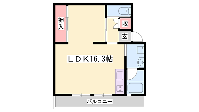 ビレッジハウス福崎(1LDK/1階)の間取り写真