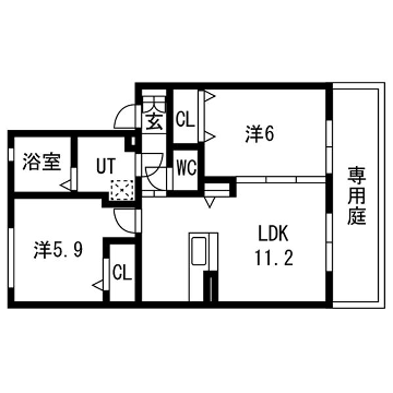 アルカディア ブレジオ(2LDK/1階)の間取り写真