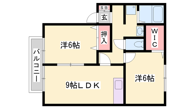 JAサンビレッジ大塚C棟(2LDK/1階)の間取り写真
